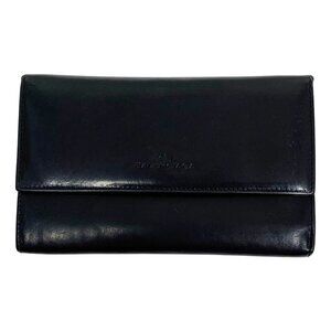 Balenciaga Black Leather Trifold Wallet Clutch Organizer Multi/Compartments VTG